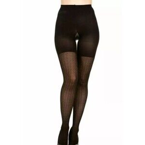 Assets By Spanx Black Wishbone Textured Shaping Tights Black Size 2 (125-155 lb)